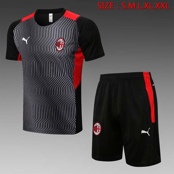 Trainingsshirt AC Milan Anzüge 2022 Grau Schwarz Günstige Fußballtrikots